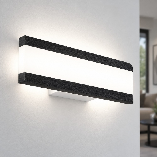 Applique moderna nera led 14w cct 3000k 4000k 28cm