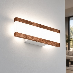 Applique led 14w cct 3000k 4000k 28cm da parete moderna foglia rame