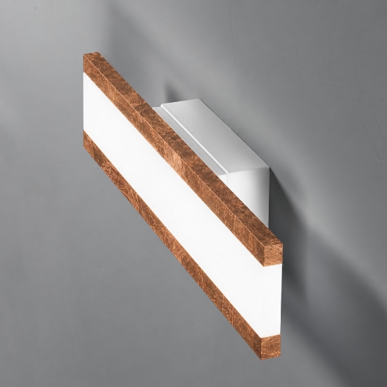 Applique led 14w cct 3000k 4000k 28cm da parete moderna foglia rame