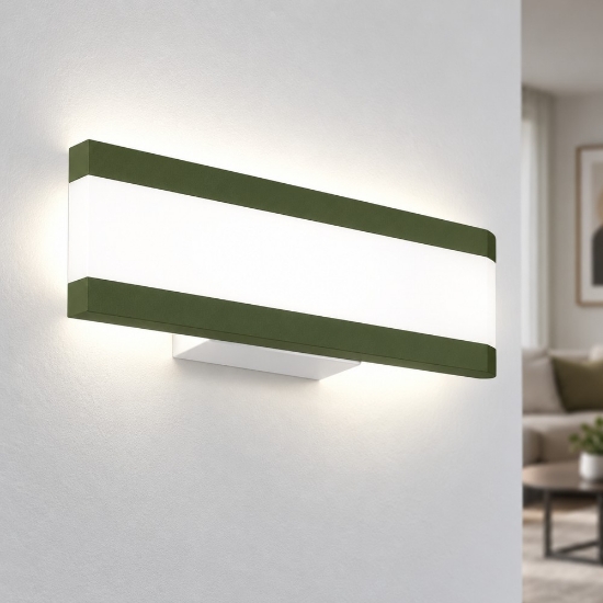 Applique led 14w cct 3000k 4000k 28cm da parete moderna verde oliva