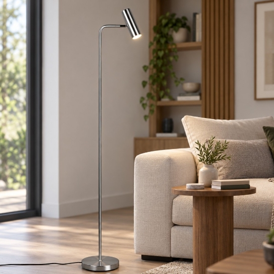 Lampada da terra moderna nichel opaco per salotto