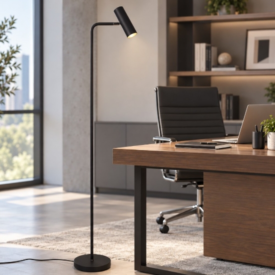 Piantana moderna cilindrica nero opaco led 5w 3000k