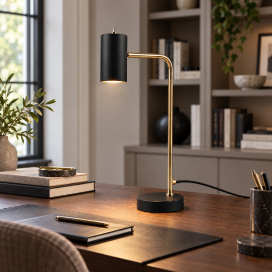 Lampada da scrivania orientabile per studio o ufficio ottone nero