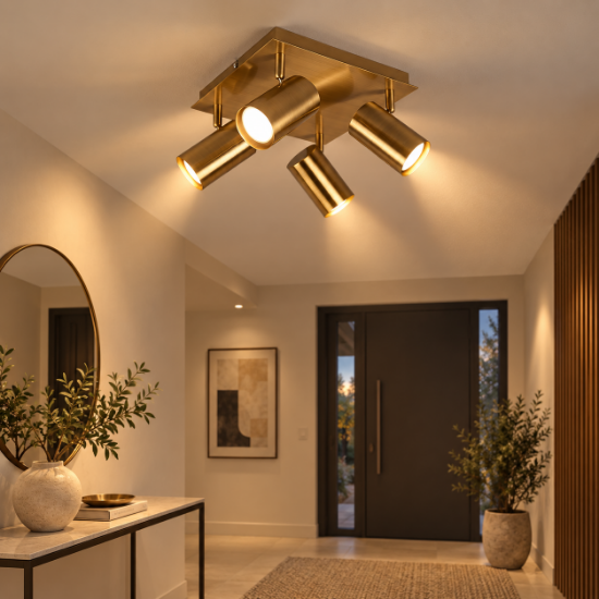 Plafoniera moderna per ingresso ottone antico spot orientabili
