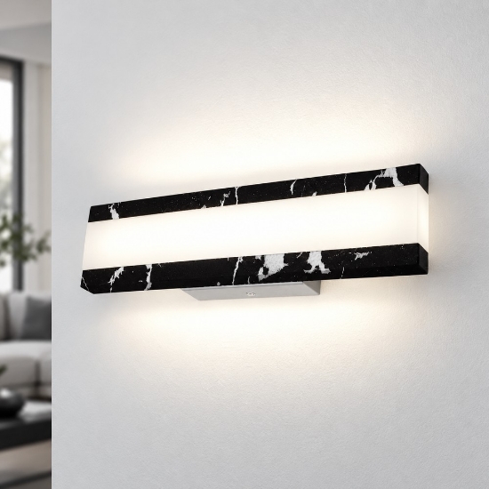 Applique moderna marmo nero per ufficio da parete led 22w cct 3000k 4000k