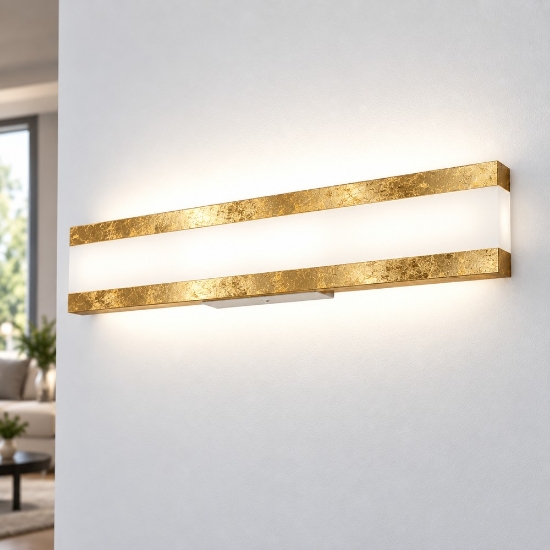 Applique led 34w cct 3000k 4000k moderna foglia oro per soggiorno