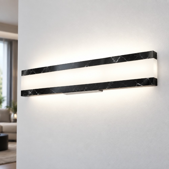 Applique moderna marmo nero per ufficio da parete led 34w cct 3000k 4000k