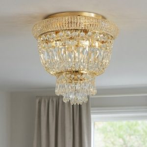 Dubai pl3 ideal lux plafoniera ottone contemporanea cristalli
