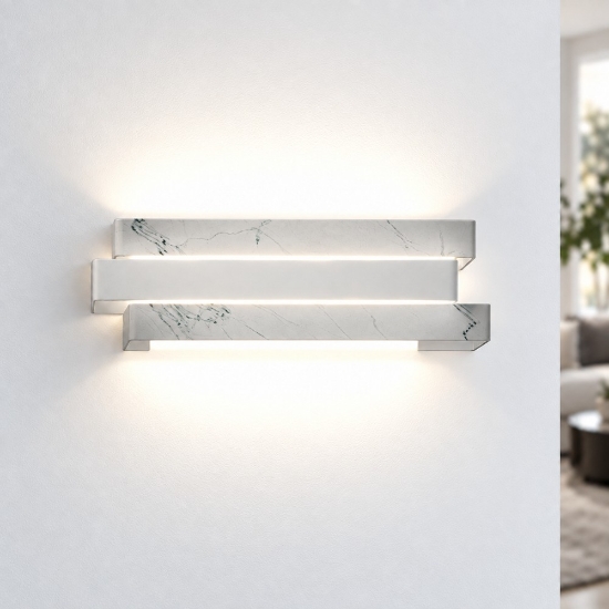 Applique da parete led 12w cct 3000k 4000k 27cm moderna per ingresso marmo bianco