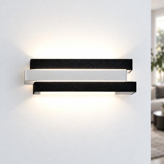 Applique moderna per ufficio nera da parete led 12w cct 3000k 4000k