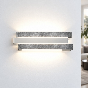 Applique moderna da parete per ingresso foglia argento led 12w cct 3000k 4000k