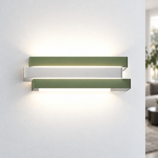 Applique moderna verde salvia per sala da pranzo da parete led 12w cct 3000k 4000k