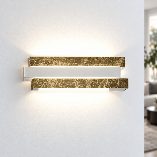 Applique led 12w cct 3000k 4000k moderno da parete foglia oro per ufficio