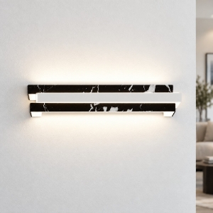 Applique moderna marmo nero da parete led 18w cct 3000k 4000k 44cm