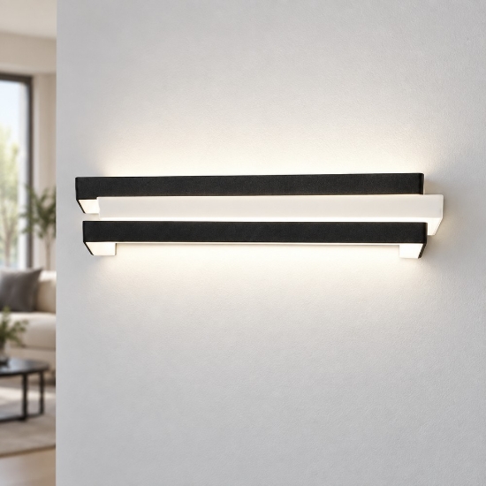 Applique moderna per ufficio nera da parete led 18w cct 3000k 4000k