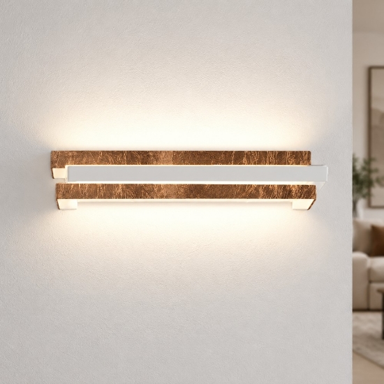 Applique led 18w cct 3000k 4000k moderna per soggiorno foglia rame