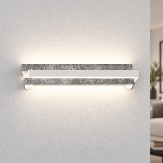 Applique da parete moderna foglia argento led 18w cct 3000k 4000k