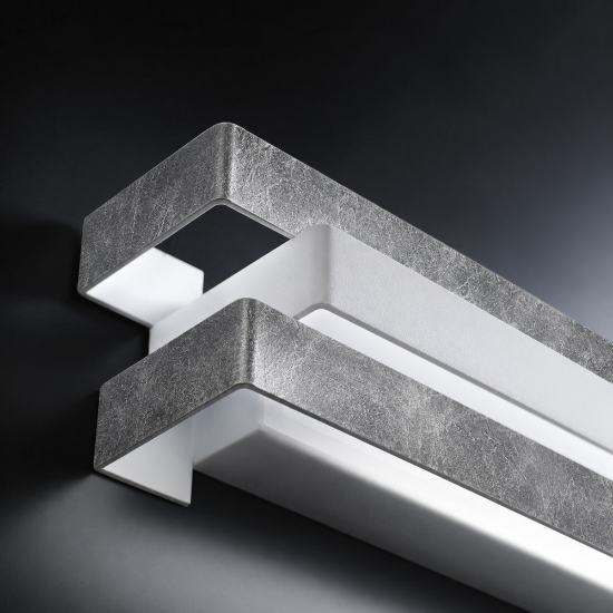 Applique da parete moderna foglia argento led 18w cct 3000k 4000k