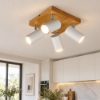 Plafoniera moderna 4 spot bianco opaco legno orientabili