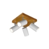 Plafoniera moderna 4 spot bianco opaco legno orientabili