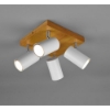Plafoniera moderna 4 spot bianco opaco legno orientabili