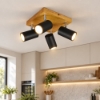 Plafoniera moderna legno 4 luci orientabili gu10