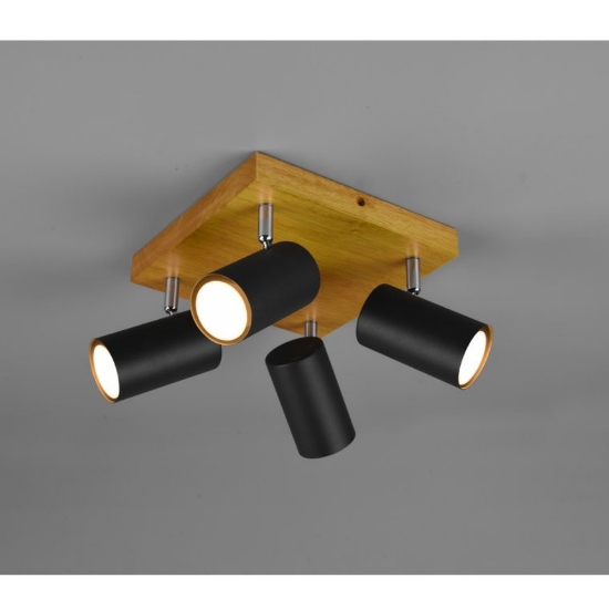 Plafoniera moderna legno 4 luci orientabili gu10
