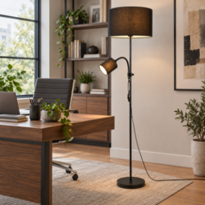 Lampada da terra moderna per ufficio luce orientabile nera