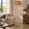 Piantana da salotto con luce da lettura nichel 160cm