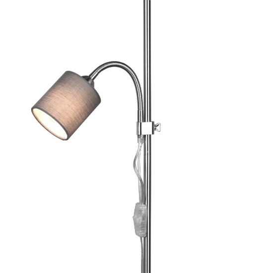 Piantana da salotto con luce da lettura nichel 160cm