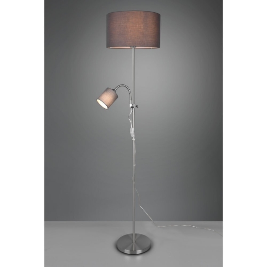 Piantana da salotto con luce da lettura nichel 160cm