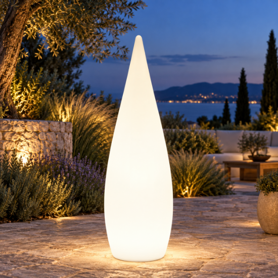 Lampada da terra da esterno led 3000k ip44 bianca ricaricabile con telecomando