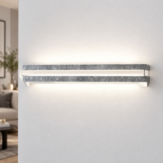 Applique moderna da parete foglia argento led 24w cct 3000k 4000k