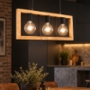 Lampadario per tavolo da pranzo 3 luci industrial nero legno