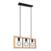 Lampadario per tavolo da pranzo 3 luci industrial nero legno