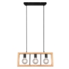 Lampadario per tavolo da pranzo 3 luci industrial nero legno