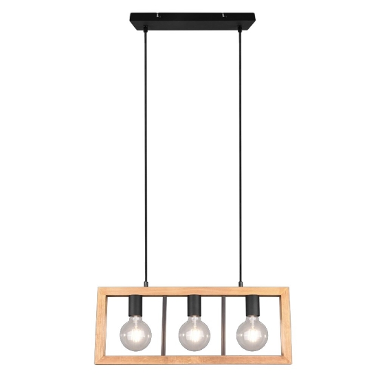 Lampadario per tavolo da pranzo 3 luci industrial nero legno
