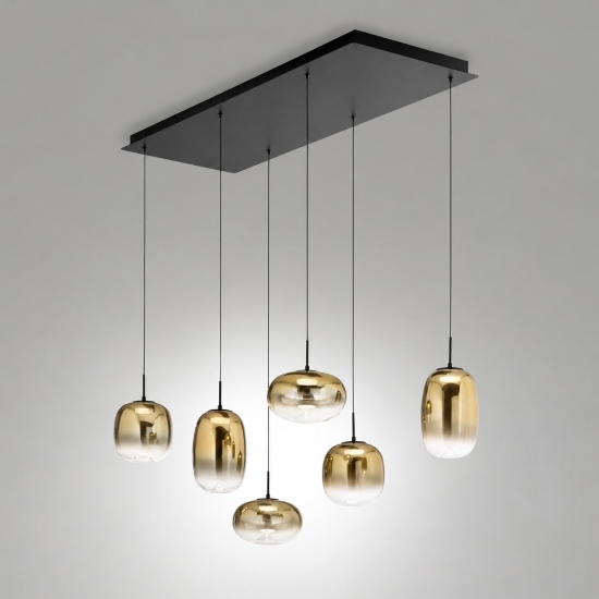 Fabas brio lampadario moderno 6 luci sfere vetro oro led 42w 2700k 3000k 4000k dimmerabile