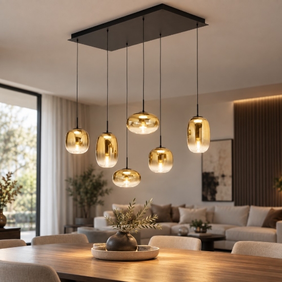 Fabas brio lampadario moderno 6 luci sfere vetro oro led 42w 2700k 3000k 4000k dimmerabile