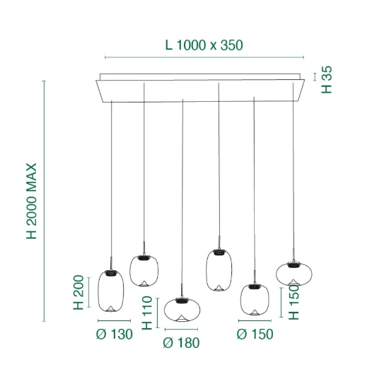 Fabas brio lampadario moderno 6 luci sfere vetro oro led 42w 2700k 3000k 4000k dimmerabile
