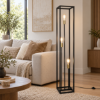 Lampada da terra piantana nero opaco 3 luci minimalista