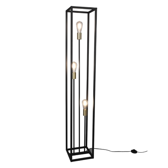 Lampada da terra piantana nero opaco 3 luci minimalista