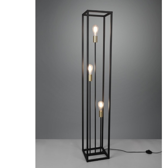 Lampada da terra piantana nero opaco 3 luci minimalista