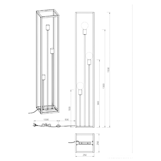 Lampada da terra piantana nero opaco 3 luci minimalista