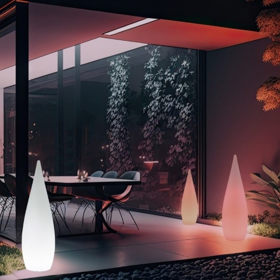 Lampada da terra per esterno led 4,5w 3000k ip44 ricaricabile con telecomando bianca