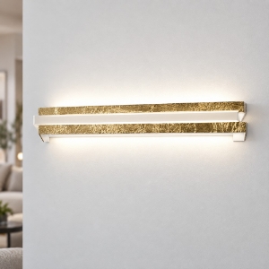 Applique led 24w cct 3000k 4000k moderna da parete foglia oro