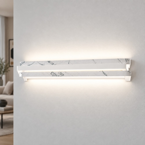 Applique moderna marmo bianco led 24w cct 3000k 4000k