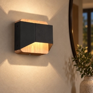 Applique moderna led 3000k dimmerabile nero opaco legno