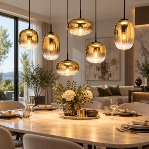 Fabas brio lampadario moderno 6 luci sfere vetro oro led 42w 2700k 3000k 4000k dimmerabile