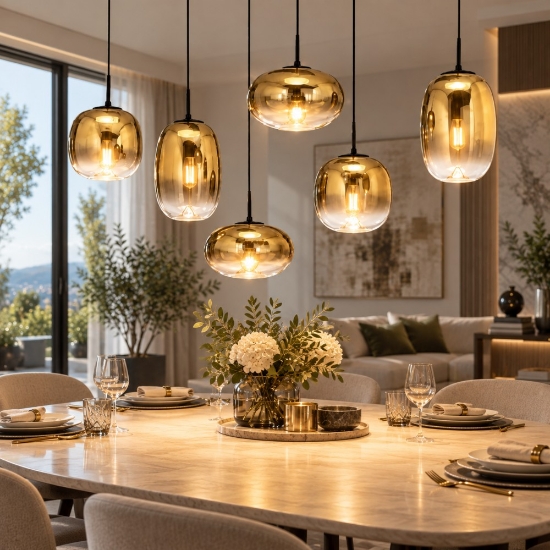 Fabas brio lampadario moderno 6 luci sfere vetro oro led 42w 2700k 3000k 4000k dimmerabile